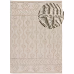 Tapis intérieur crème rectangulaire ethnique avec relief PAMUK