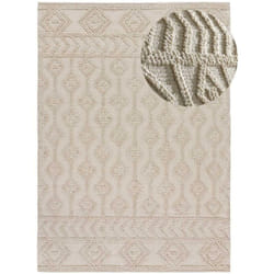 Tapis intérieur crème rectangulaire ethnique avec relief PAMUK
