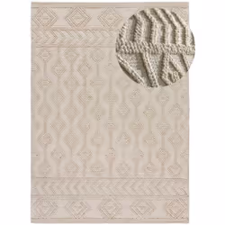 Tapis intérieur crème rectangulaire ethnique avec relief PAMUK