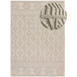 Tapis intérieur crème rectangulaire ethnique avec relief PAMUK