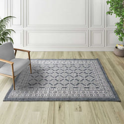 Tapis intérieur bleu rectangulaire ethnique CHANDIA