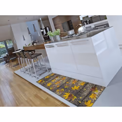 Tapis de cuisine jaune rectangulaire dessins automne SPRINTY