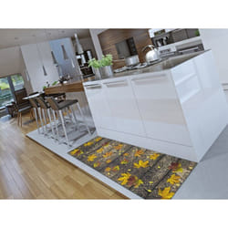 Tapis de cuisine jaune rectangulaire dessins automne SPRINTY