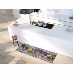Tapis de cuisine gris rectangulaire dessins cactus SPRINTY