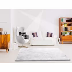 Tapis intérieur blanc rectangulaire shaggy uni ALPACA