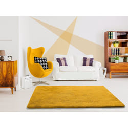 Tapis intérieur moutarde rectangulaire shaggy uni ALPACA