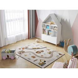 Tapis intérieur multicolore rectangulaire enfant voitures et routes BEATS