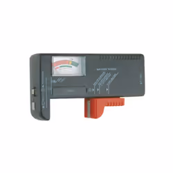 Testeur de batteries et piles. Pour toute batterie de 1,5 à 9 volts, y compris les piles boutons. Facile à lire grâce au code ...