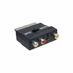 Adaptateur péritélévision. Euroconnecteur macho 21 PINS + 3 RCA + mini DIN 4 PINS. Super VHS. Avec le commutateur pour sélect ...