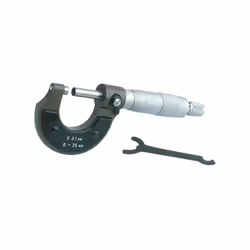 Micromètre. Mesure de 0 à 25 mm. Corps en acier moulé par injection. Caractéristiques Précision 0'01 mm