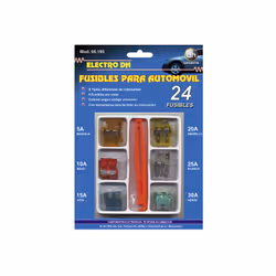 Kit de fusibles pour voiture. Avec des pinces pour faciliter sa mise en place. 6 types d'intensité différents. Couleurs selon ...