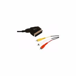 Connexion audio - vidéo stéréo. Euroconnecteur macho avec commutateur IN-OUT à 3 prises RCA Caractéristiques Longueur du câbl ...
