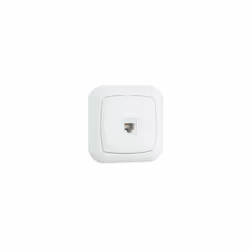 Base téléphonique RJ11 encastrée. 6p / 4c. Couleur Blanc