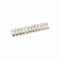 Barrette de connexion à 12 éléments Courant 40A/76A 16 mm2. Electro DH Couleur blanche 10.777/16 Caractéristiques : - Bande d ...