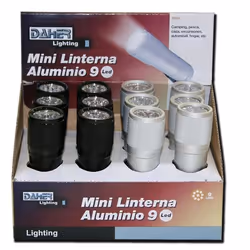 Pack de 12 pcs (exposant) Lampe de poche en aluminium. 9 Leds Electro DH 60.362 84305555212232363
