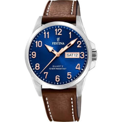 Montre Festina Classic acier F20358/B cuir et acier
