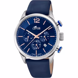 Montre Lotus Chrono 18689/2 acier et cuir bleu