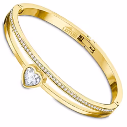 Jonc femme - Lotus - Jonc Lotus coeur en acier doré - Oxyde de zirconium - Jaune