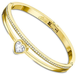Jonc femme - Lotus - Jonc Lotus coeur en acier doré - Oxyde de zirconium - Jaune