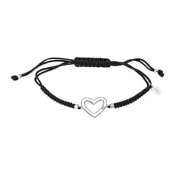 Bracelet femme - Lotus - Bracelet Lotus Silver coeur en argent et oxyde de zirconium sur cordon noir ajustable