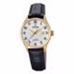 Montre pour Femme Festina F20011/5 Swiss Made - Boîtier en Acier Inoxydable Doré - Bracelet en Cuir Noir