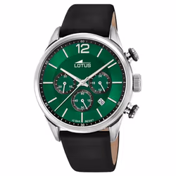 Montre Lotus Chrono 18689/4 acier et cuir vert