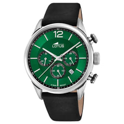 Montre Lotus Chrono 18689/4 acier et cuir vert