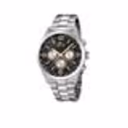Montre - LOTUS - Bracelet acier homme - Cadran noir - Aiguilles dorées - 43mm
