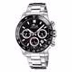 Montre - LOTUS - Montre Lotus chrono acier - Étanche - Cadran noir - Bracelet acier inoxydable