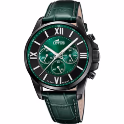 Montre Lotus Chrono 18881/1 acier et cuir vert