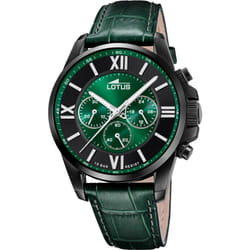 Montre Lotus Chrono 18881/1 acier et cuir vert