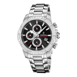 Montre homme - FESTINA - Montre acier chrono - 45 mm - Étanchéité 100 m - Cadran noir luminescent