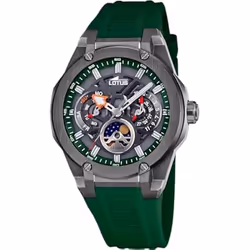 LOTUS Montre Homme 18946/5 Vortex Boîtier en acier inoxydable 316l Noir Bracelet en caoutchouc vert Noir