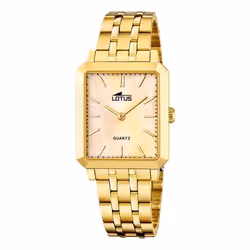 Montre femme - Lotus - Rectangulaire - Acier doré - Cadran beige - Quartz