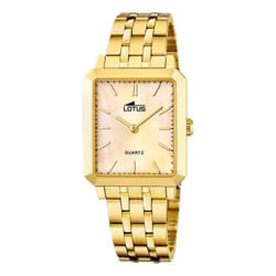 Montre femme - Lotus - Rectangulaire - Acier doré - Cadran beige - Quartz