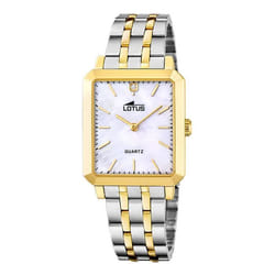 Montre - LOTUS - Rectangulaire - Acier bicolore - Cadran blanc - Mouvement quartz