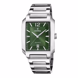 Montre homme - Festina - On the Square - Cadran rectangulaire - Acier inoxydable - Vert