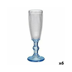 ENSEMBLE 6 VERRES À POINTS CAVA PIED BLEU COBALT