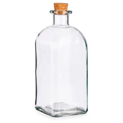 DAM BOUTEILLE EN VERRE  1000ML BOUCHON EN LIÈGE 9x9x22 Cm. Couleur transparente