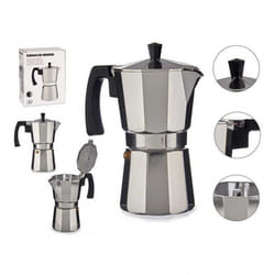 Cafetière en aluminium avec poignée et capacité de 450ml pour 9 tasses.