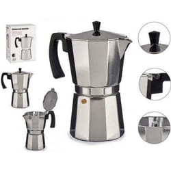 DAM CAFETIÈRE  ALUMINIUM 12 TASSES AVEC POIGNÉE 13x21x25,5 Cm. Couleur argent
