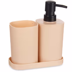 Distributeur de savon, verre à brosse à dents avec sous-verre - ensemble pratique de 3 pièces en plastique Ensemble pratique: ...
