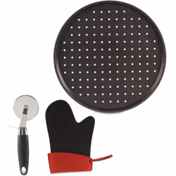 DAM SET MOULE À PIZZA Gant et COUPE-PIZZA 33x33x2 Cm. La couleur noire