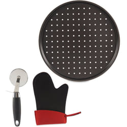 DAM  SET MOULE À PIZZA Gant et COUPE-PIZZA 33x33x2 Cm. La couleur noire