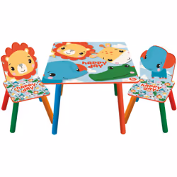 Ensemble Table + 2 chaises Fisher Price A partir de 18 mois, les enfants pourront utiliser cette jolie table Fisher Price pou ...
