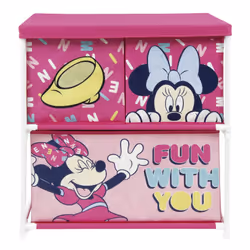 Meuble de Rangement à 3 Tiroirs Disney Minnie Avec 3 Conteneurs Textiles 53x30x60cm. Fabriqué avec des tubes en métal, polyes ...