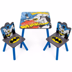 Ensemble Table En Bois - BATMAN (50X50X44CM) + 2 Chaises (26,5X26,5X50CM) Il comprend un grand compartiment de rangement rond ...