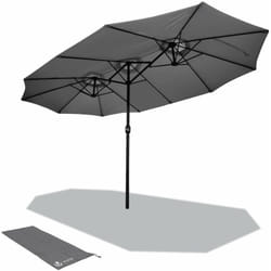 Vounot - Parasol de Jardin Double en Aluminium 270 x 460 cm Gris