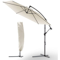Parasol déporté inclinable 3M beige avec housse de protection - inclinaison réglable - rotatif 360° - manivelle anti-retour - Vounot