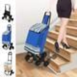 VOUNOT Chariot de courses pliable monte escalier bleuVOUNOT® Chariot de courses 2 en 1 pliable - caddie et diable - 6 roues monte es